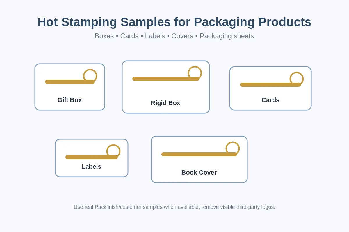 blank materials and finished packaging samples for hot stamping testing