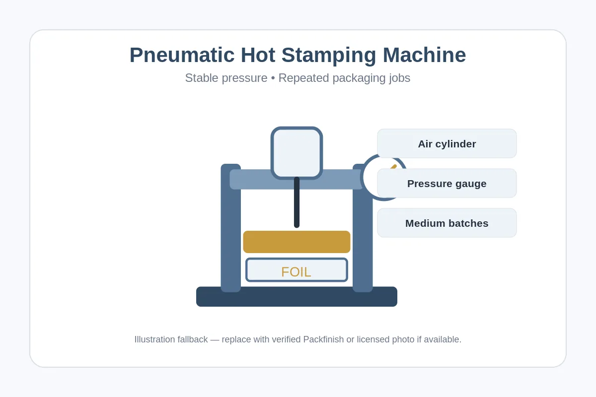 Pneumatic hot stamping machine for packaging finishing and medium batch production